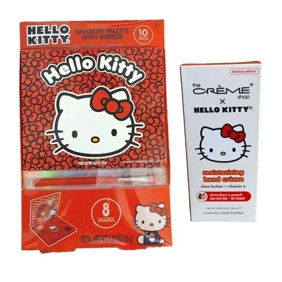 Hello Kitty Eye Shadow Palette and The Creme Shop Hand Cream Lot NWT - Picture 1 of 16